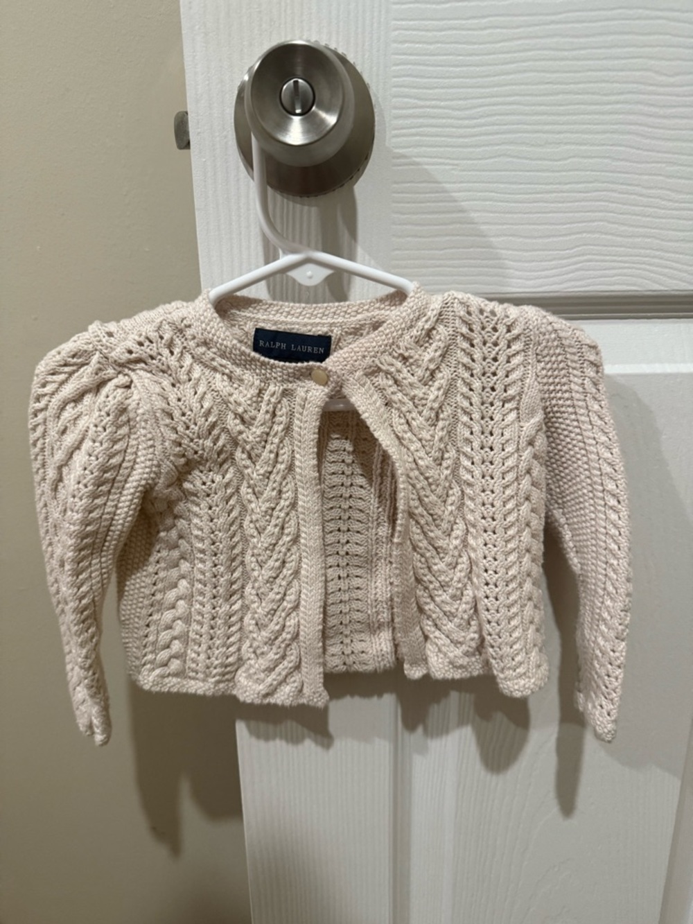 Ralph Lauren Ivory Cable Knit Baby Cardigan